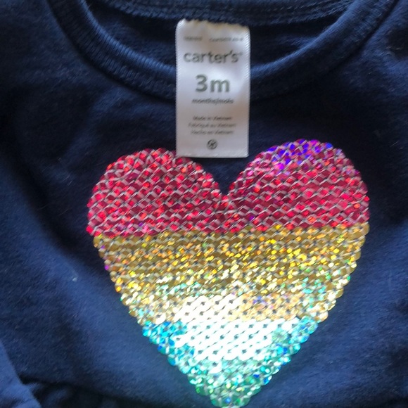 Carter’s 3 month.  Sequined heart dress - Picture 2 of 2